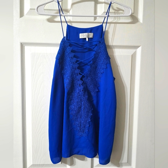 WAYF Posie Strappy Cami Tank, Lace Criss-Cross Neckline, Halter Style, EUC! - Picture 2 of 9